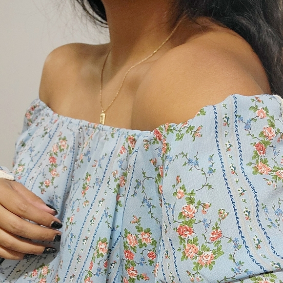 ROMEO JULIET BLUE TUNIC CROCHET TOP - Picture 12 of 12